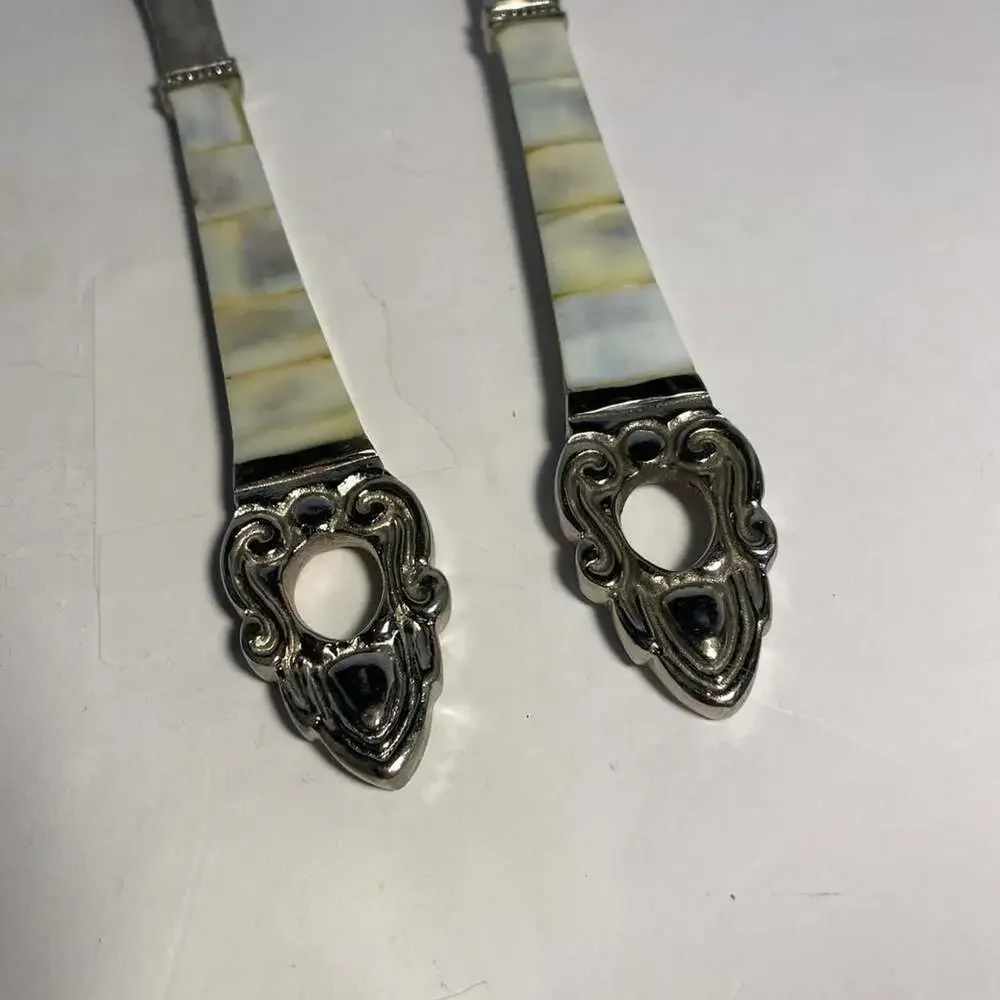 Vintage Mother of Pearl Inlay Salad Servers Set